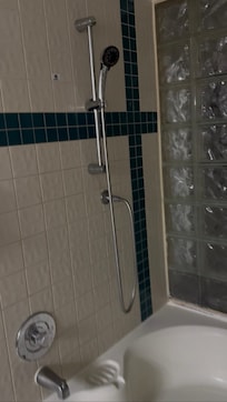 The shower head in the jacuzzi to wash your ferret or dog.