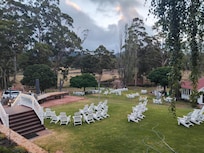 Beautiful grounds and gardens with some nice animals in the front paddock