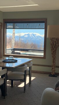 All the views are stunning from the huge windows facing the mountains.