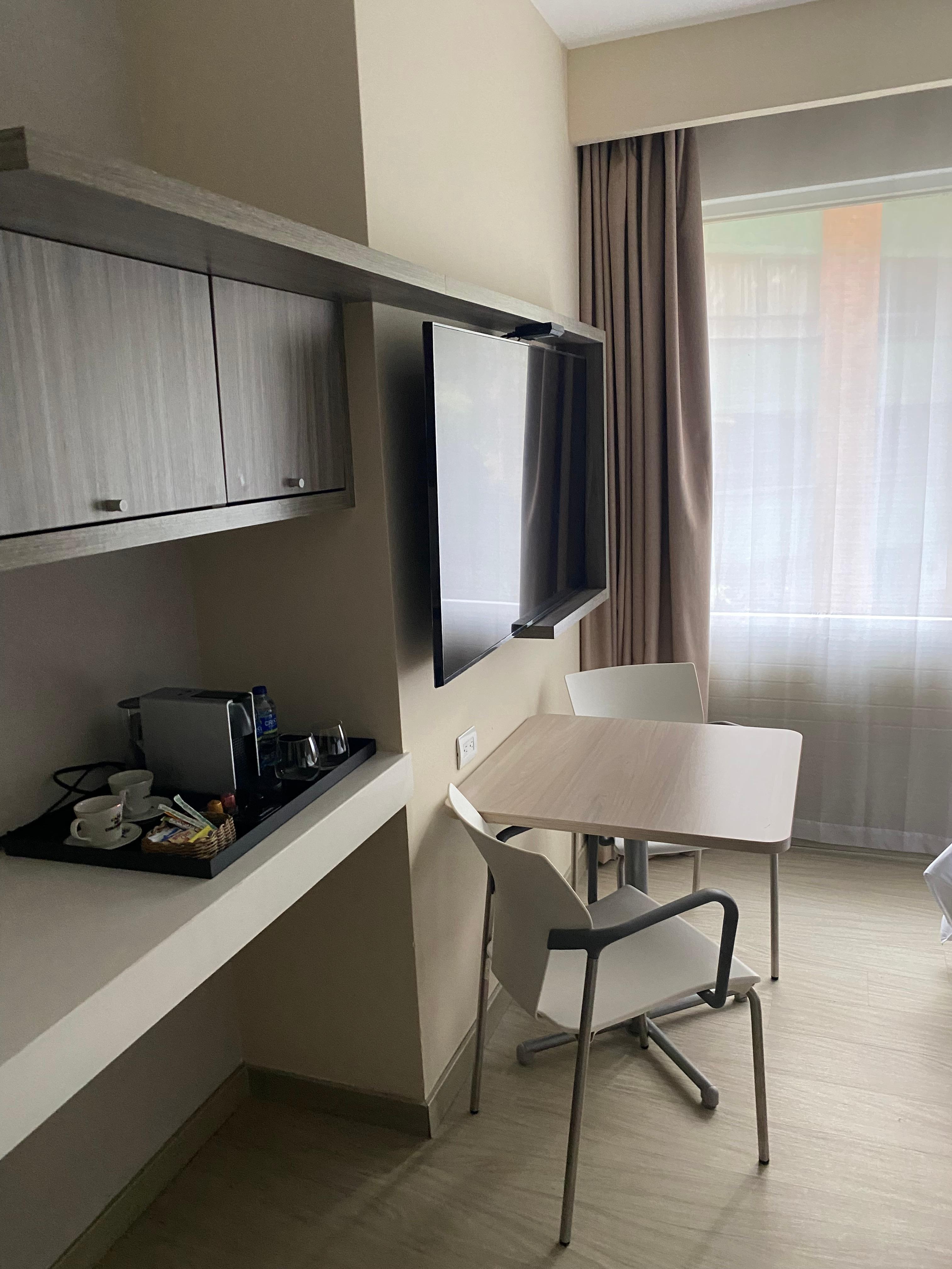 Work area, coffee station and wet bar