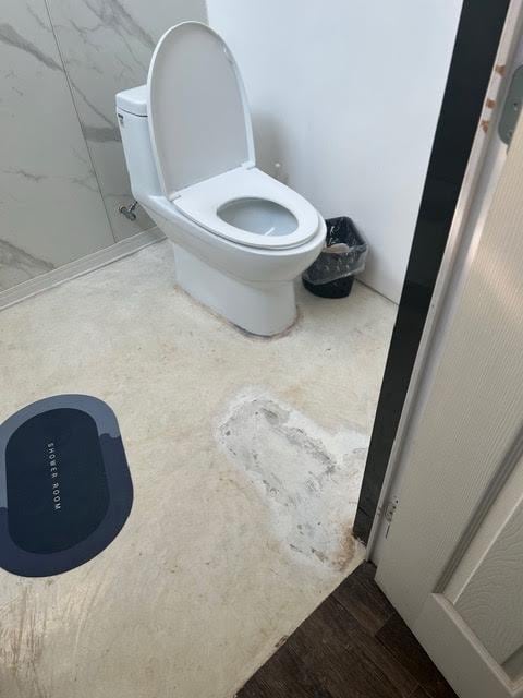 Mold around toilet and repair on floor