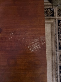 Mud on the coffee table in the living room