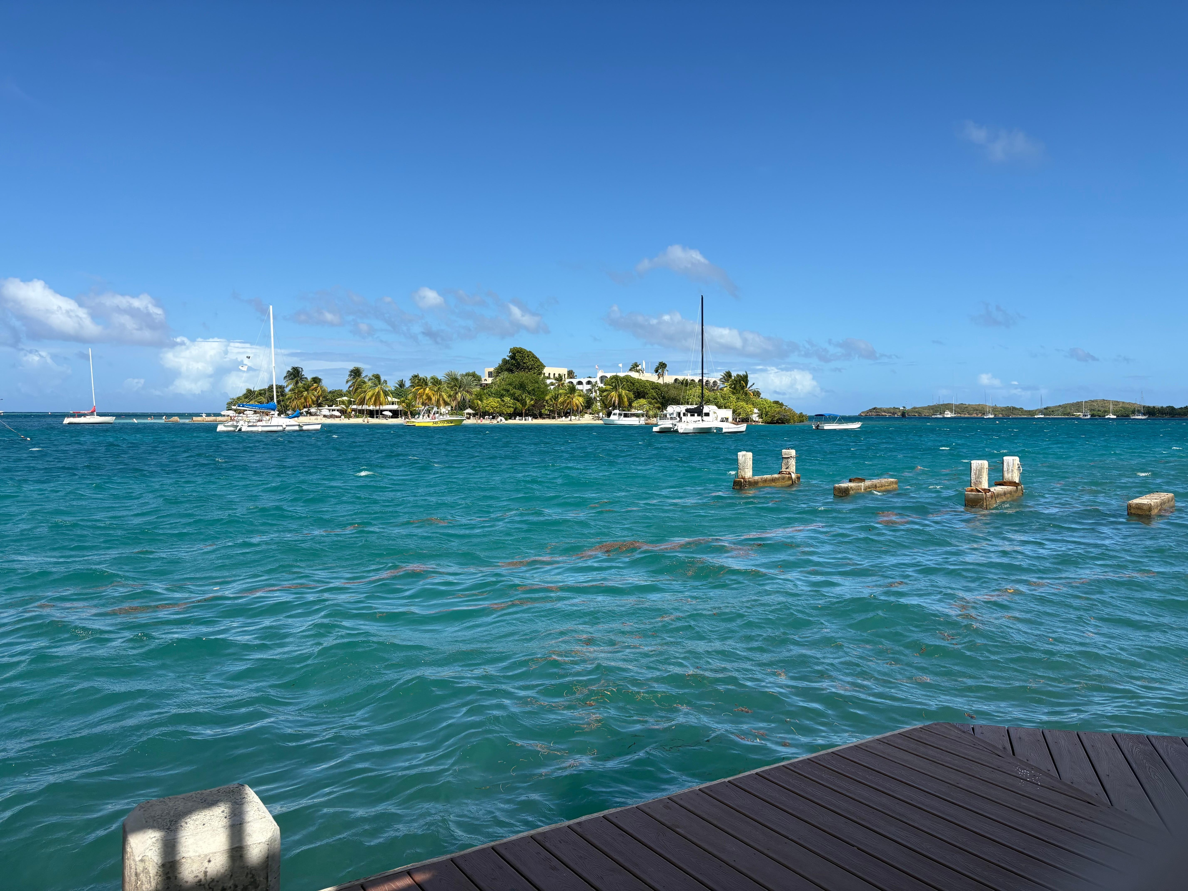 Island on the cay, the nearest white sand beach. Take the water taxi over.