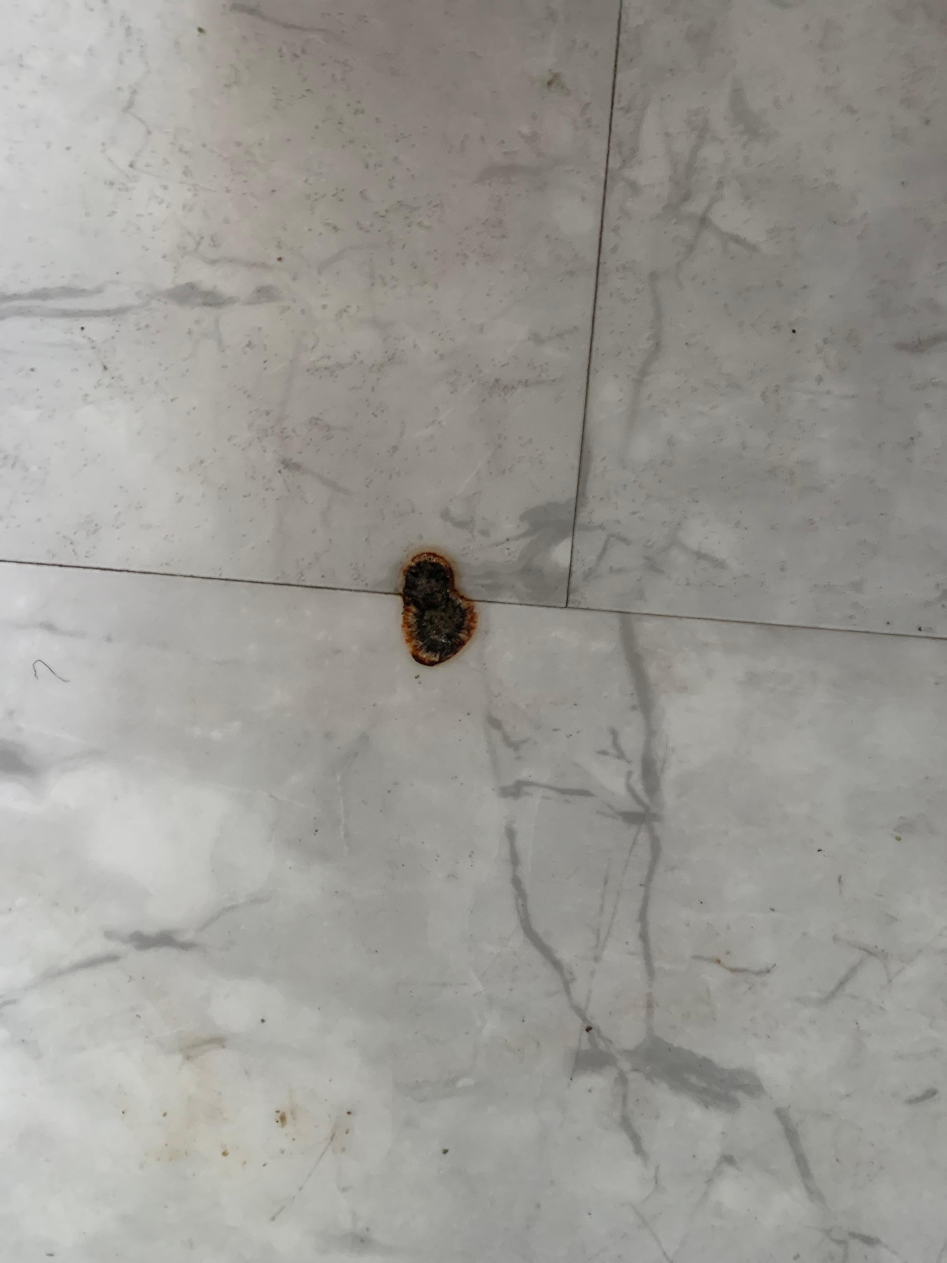 The floor has a burn spot or damage spot 