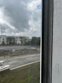 Bullet hole in window… (O_o)