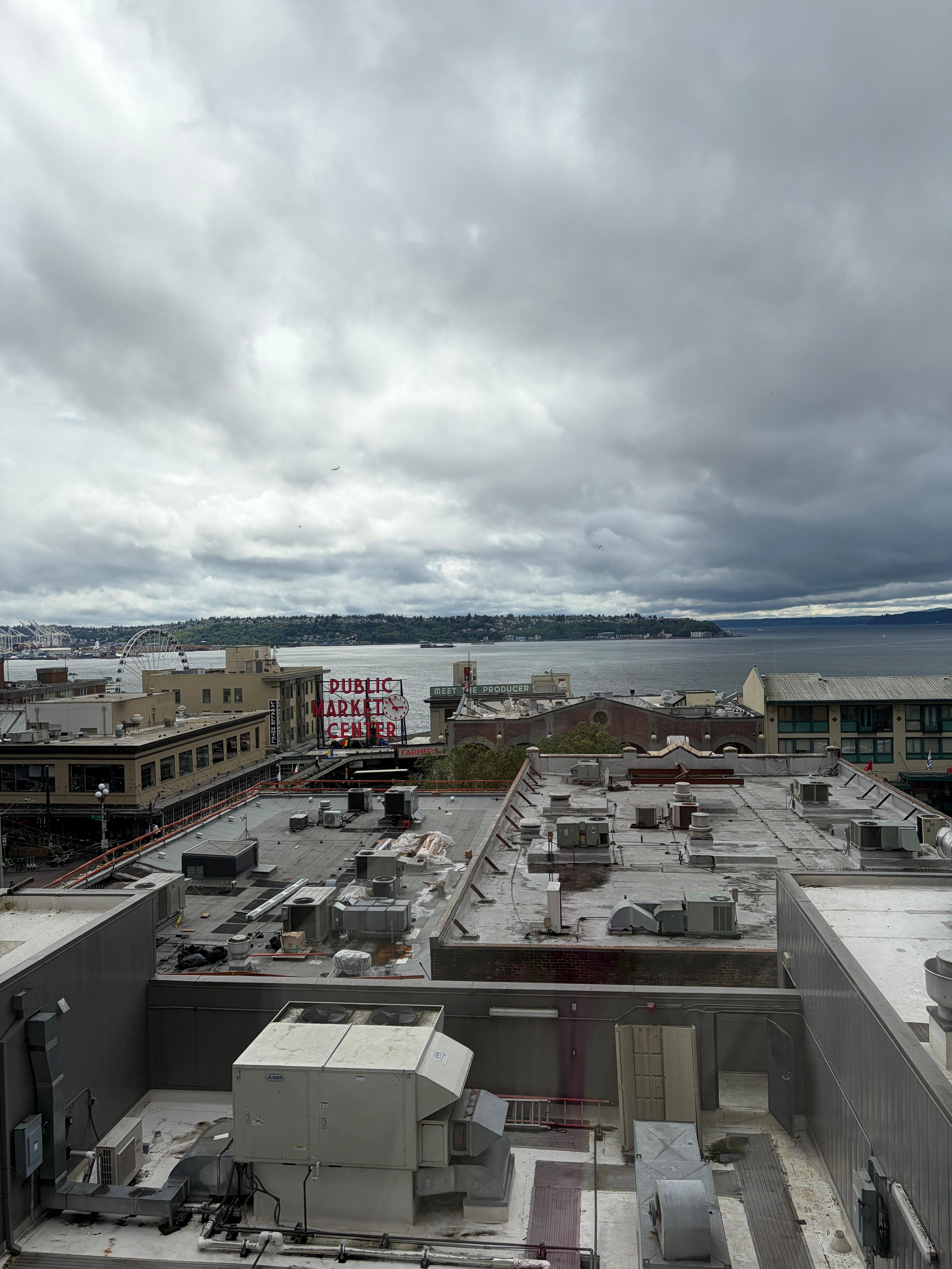 A view out the window while waiting for the elevator. 