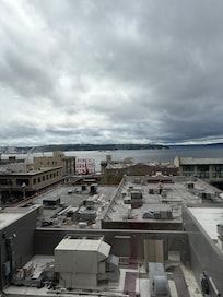 A view out the window while waiting for the elevator.