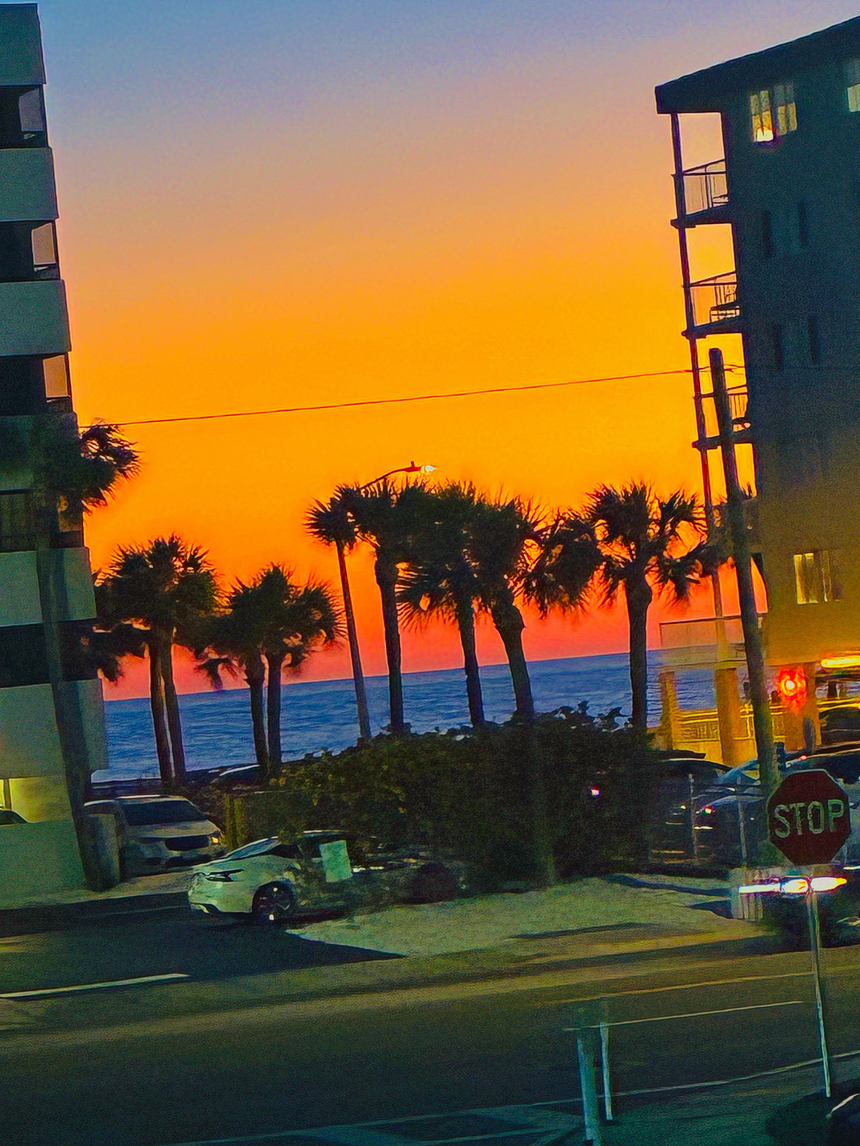 Sunset across the street