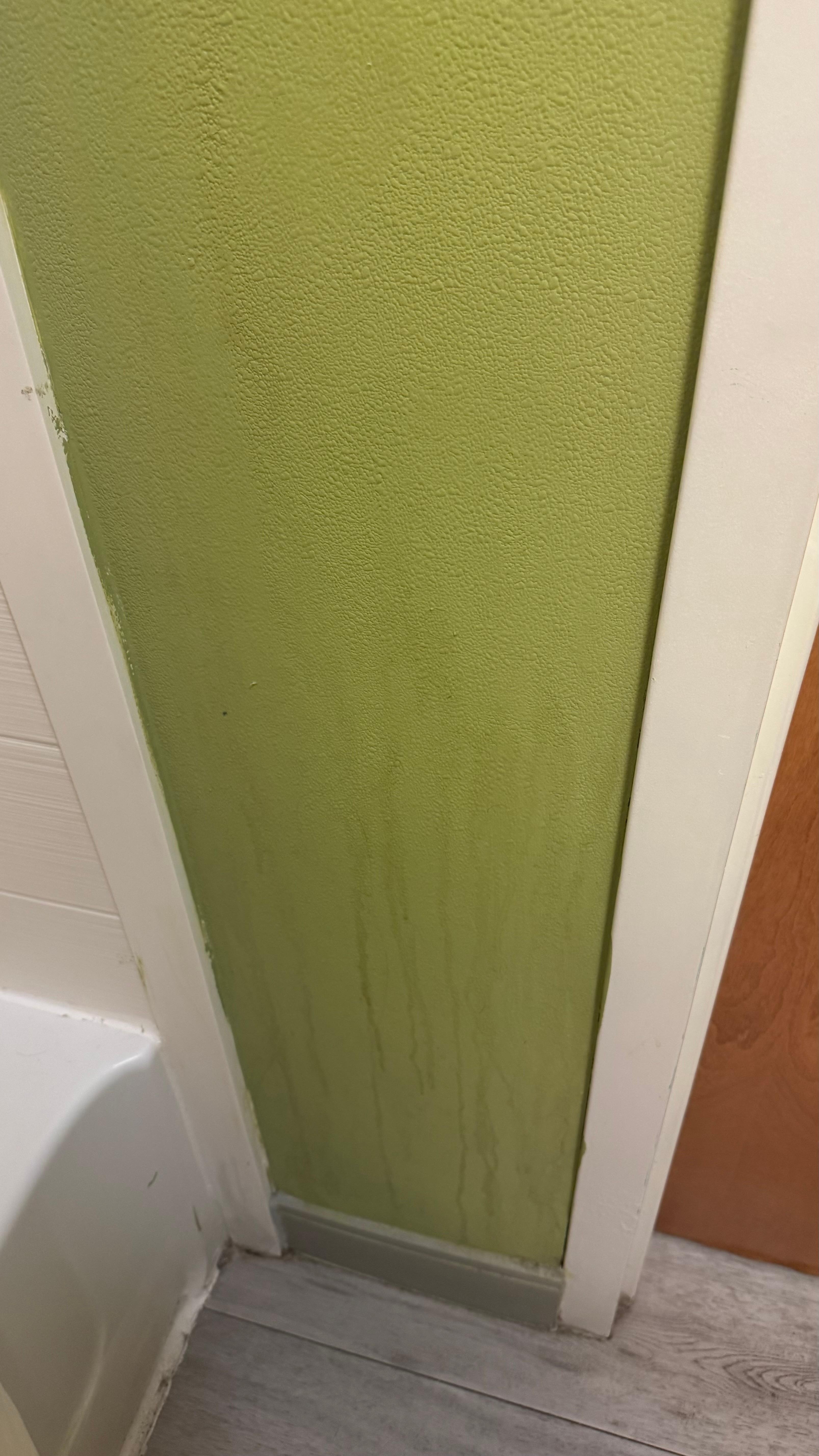 unknown sticky liquid stains on walls - unsanitary conditions 