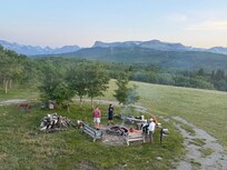 View of fire pit from upstairs living room