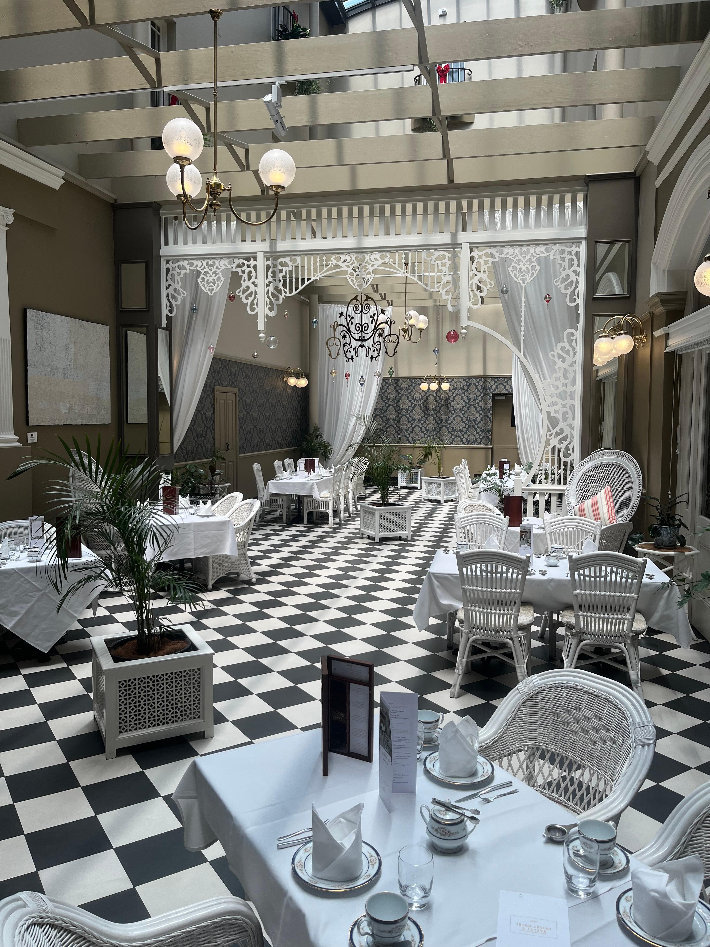 Dining area drenched in natural light