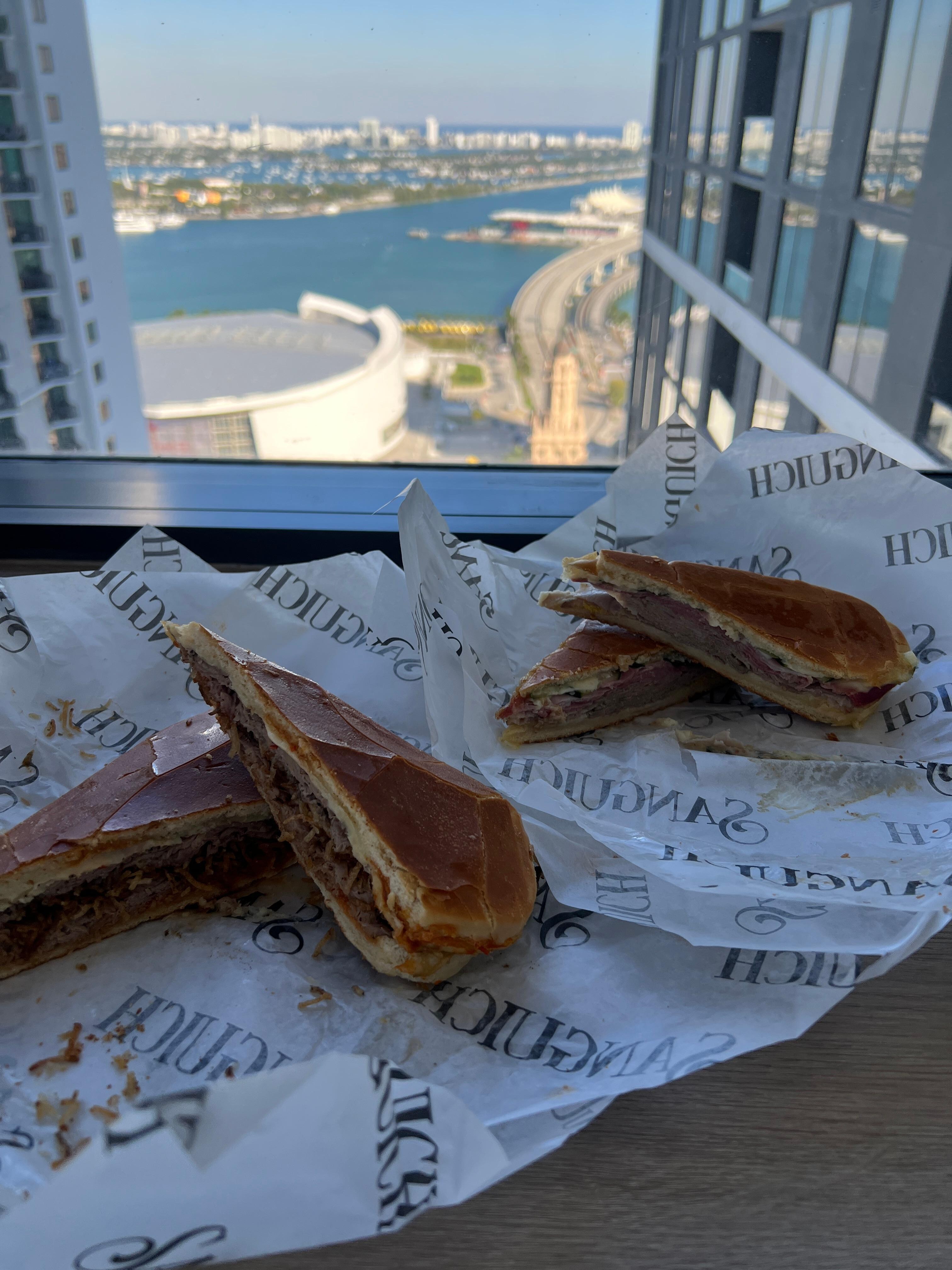 A Cuban sandwich with an amazing view from the master bedroom!
