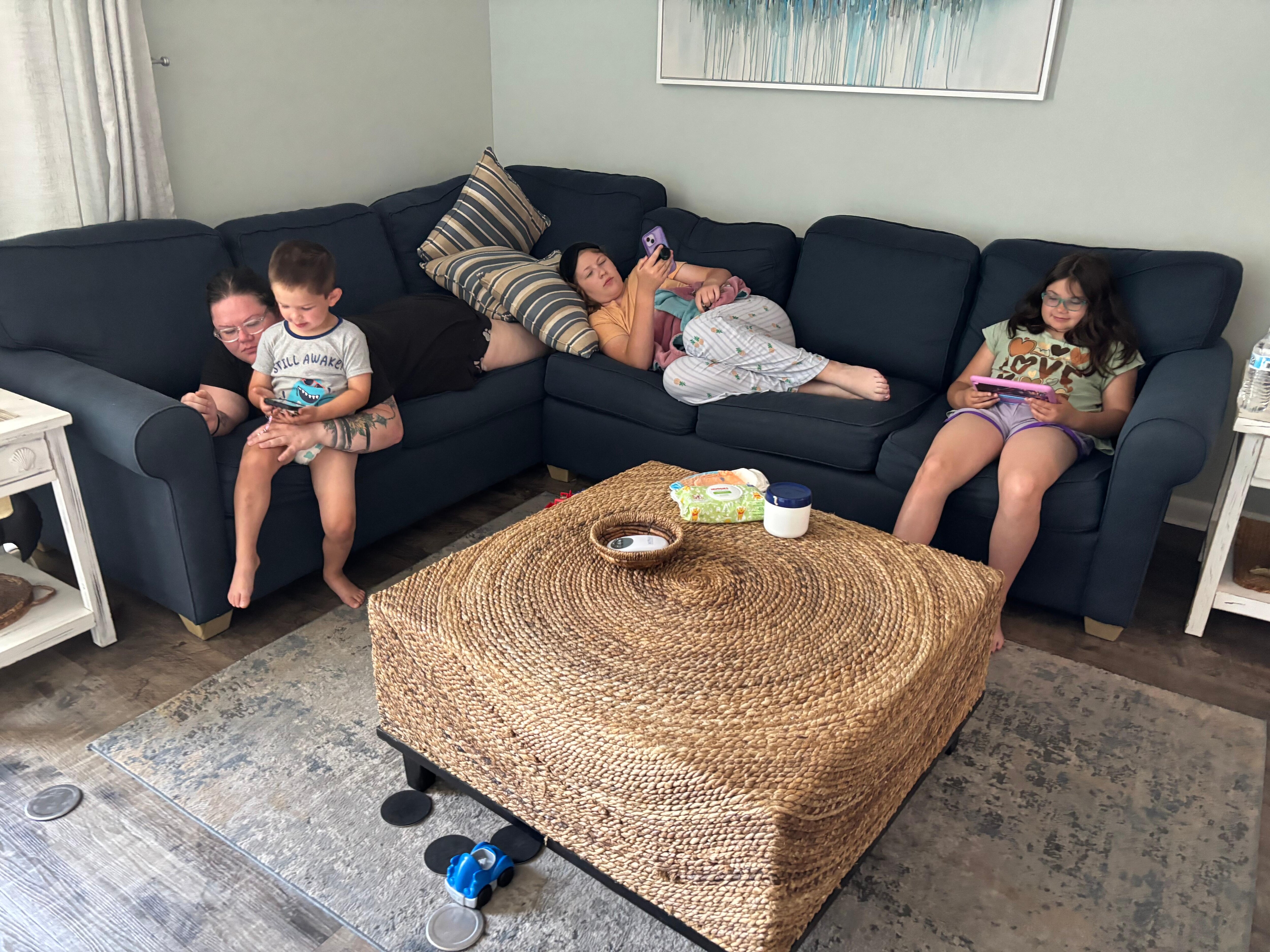 Chilling after all the beach time.