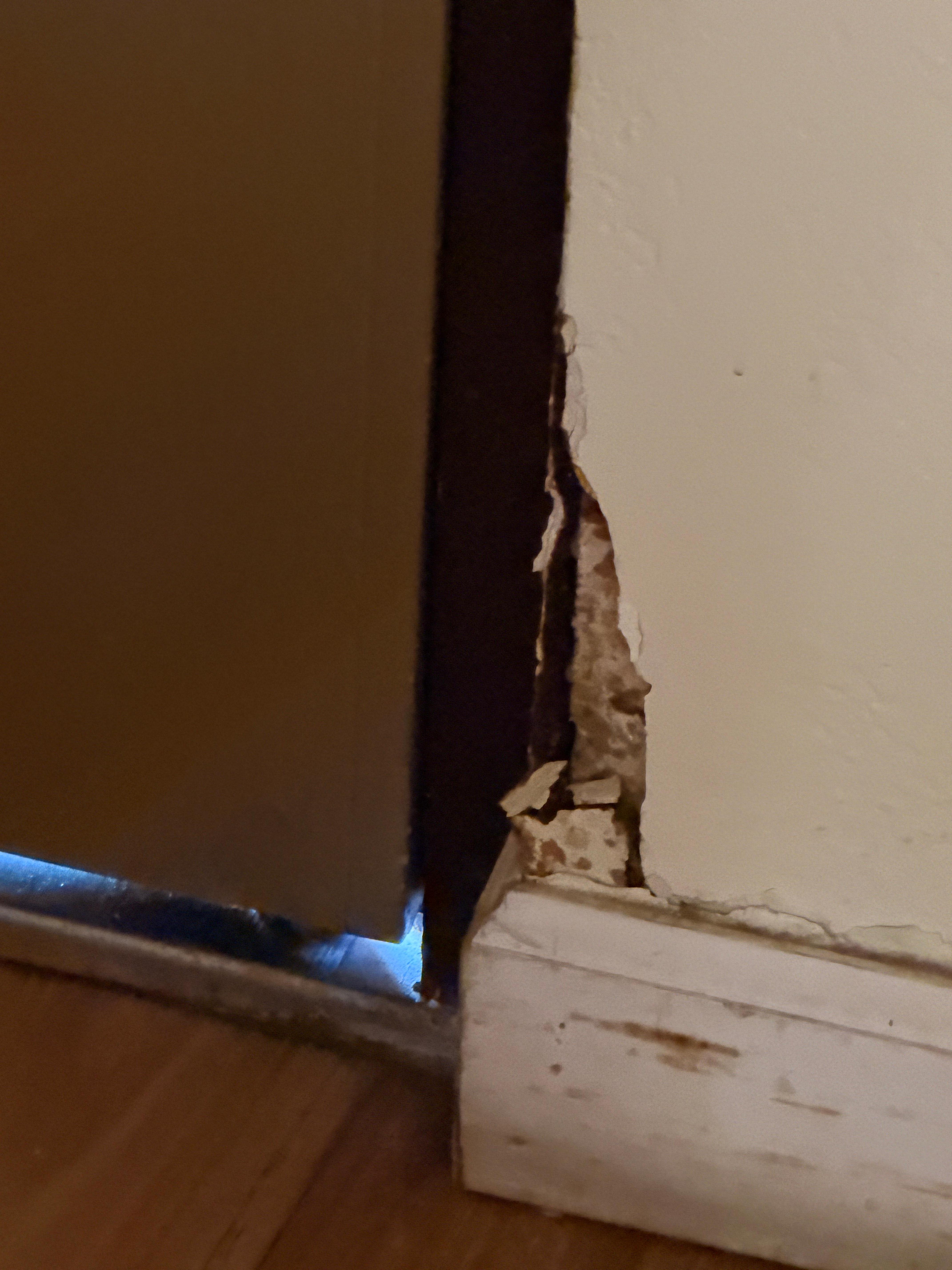 Outside door. Not even sealed properly making it feel like we had little privacy. 