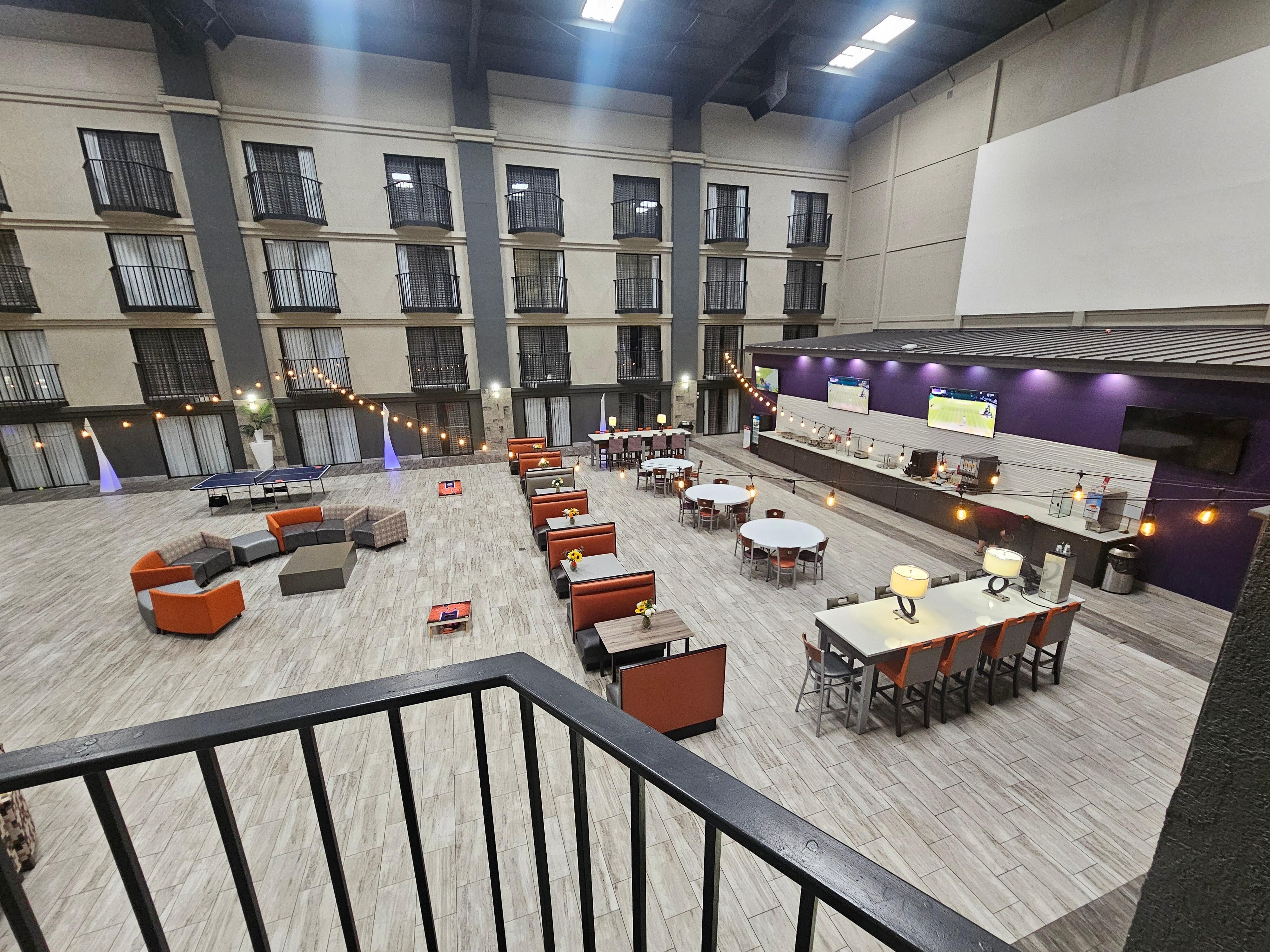 The atrium, which is currently the breakfast bar.