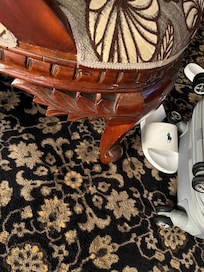 Dust and spiderwebs on furniture and in ceiling