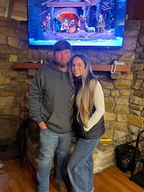 Huge fireplace and actually wood burning to get a true cabin feel! 