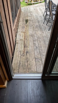 Deck as you walk out of the sliding glass door off the kitchen