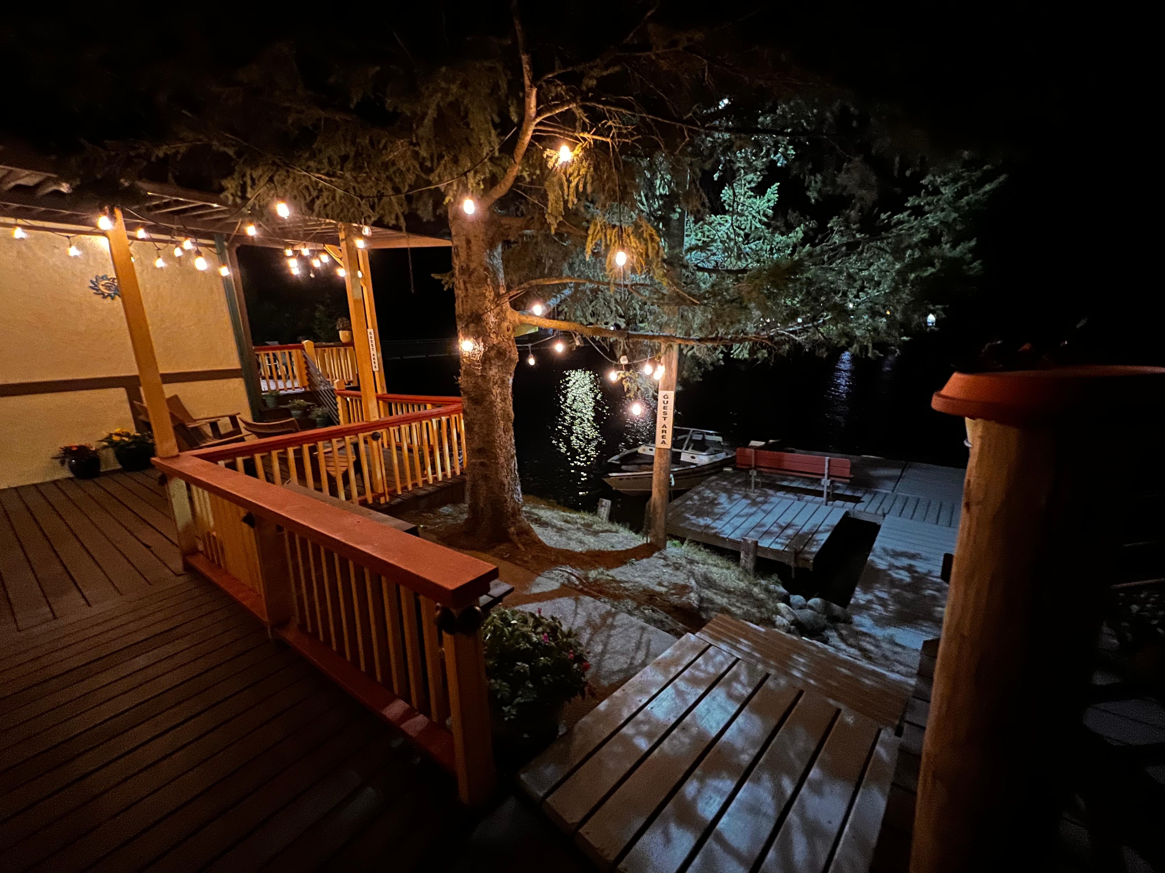 Outside deck at night