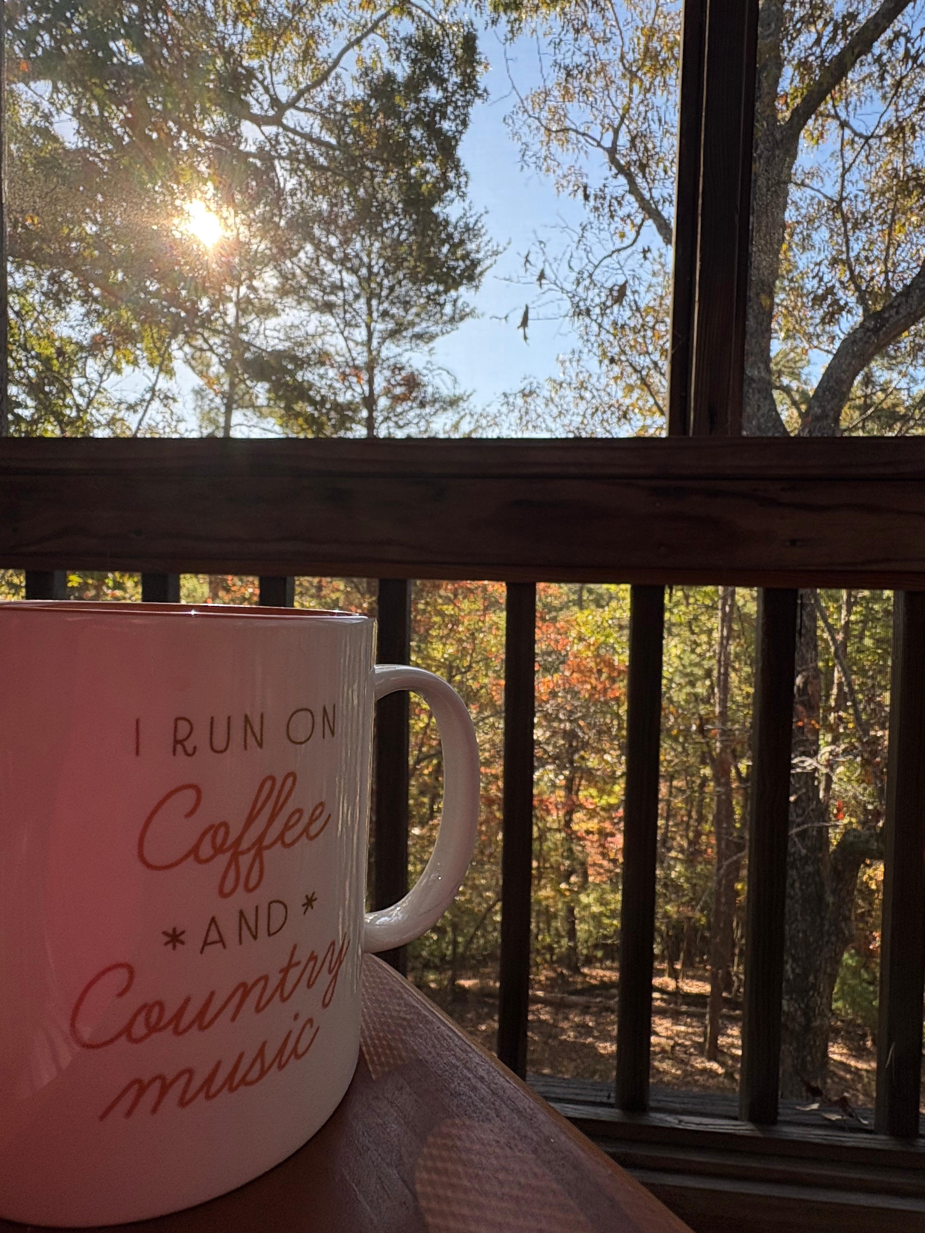 Coffee and sunrise on the porch attached to the master bedroom 