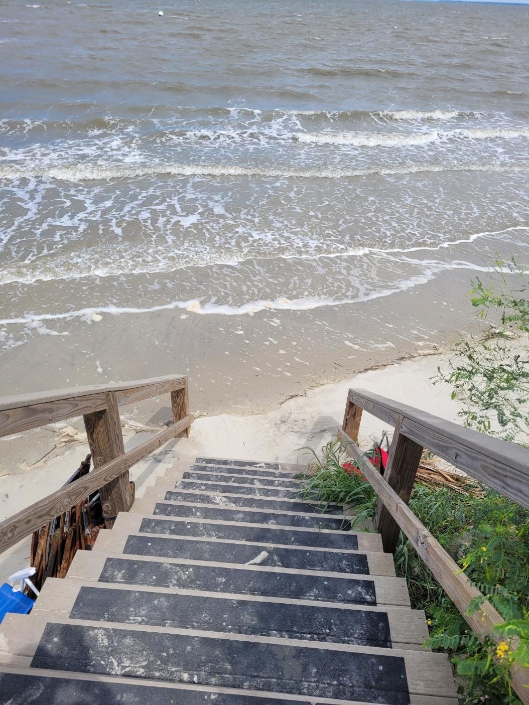 View from walkway at high tide.