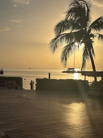 View of the sea from the swimming pool deck.