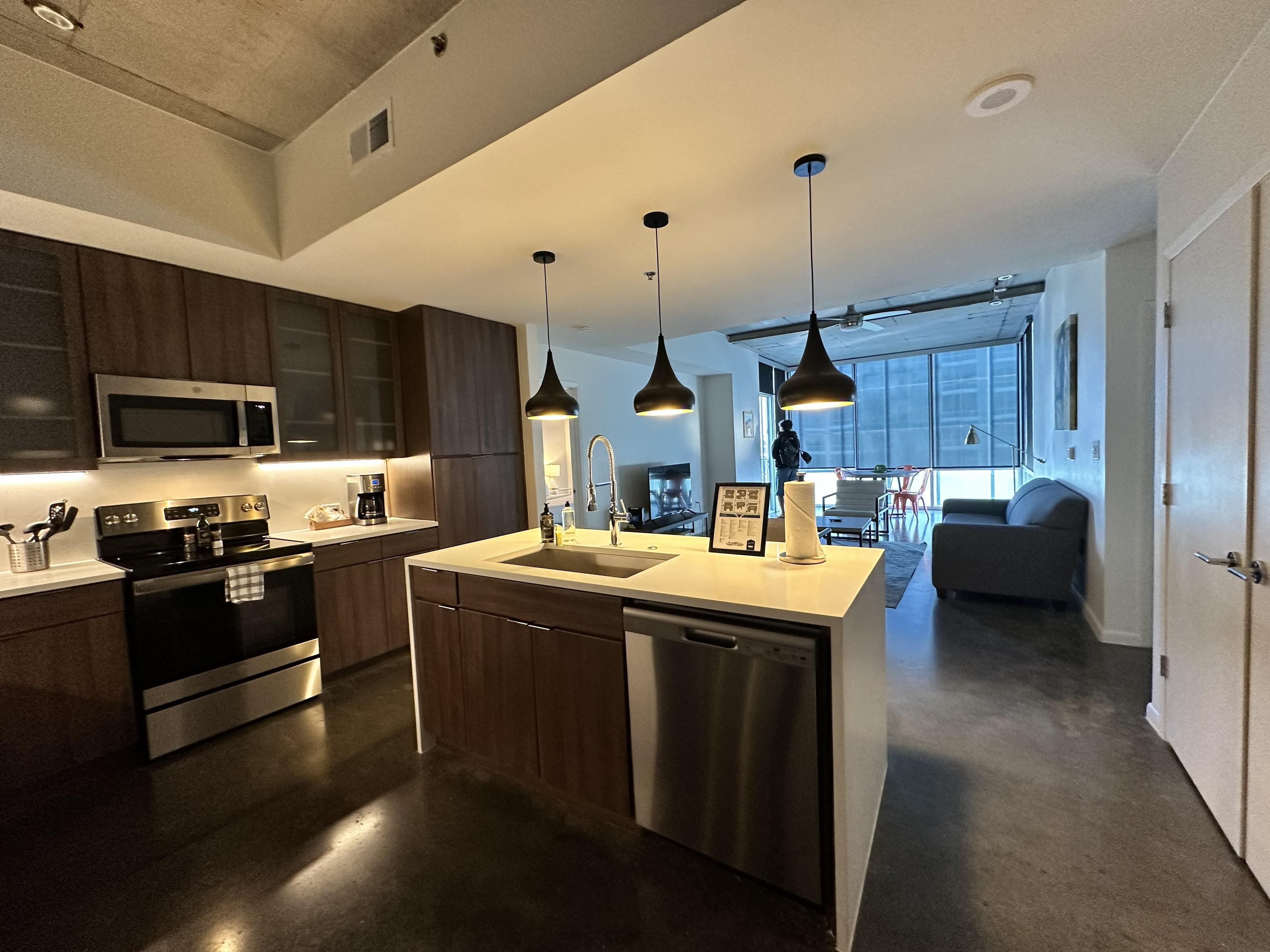 When we first walked in, we were impressed by the big kitchen and living area!