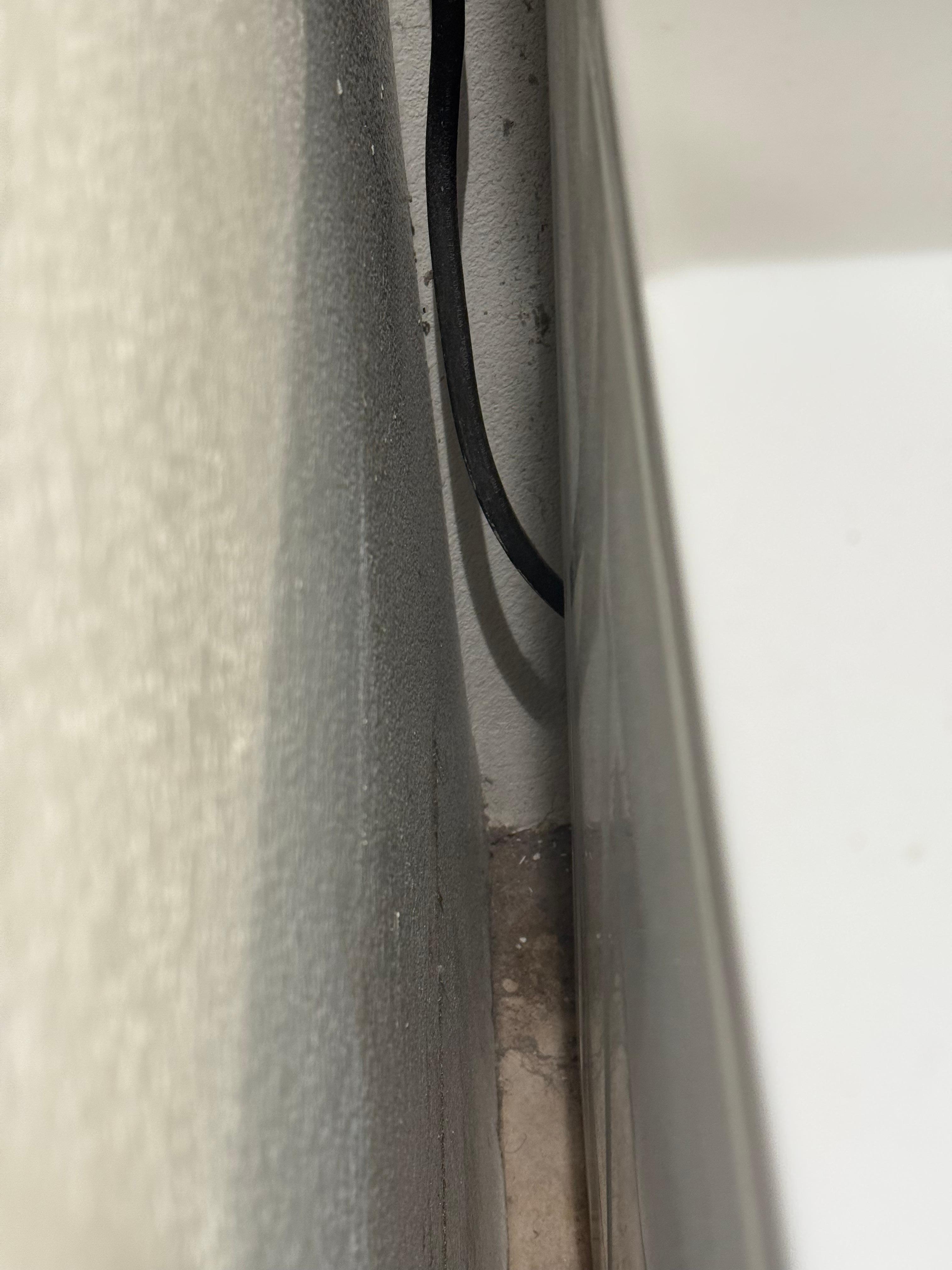 Lung and debris piled up in bath on floor and all around washer/dryer -vented directly back into the bathroom space 