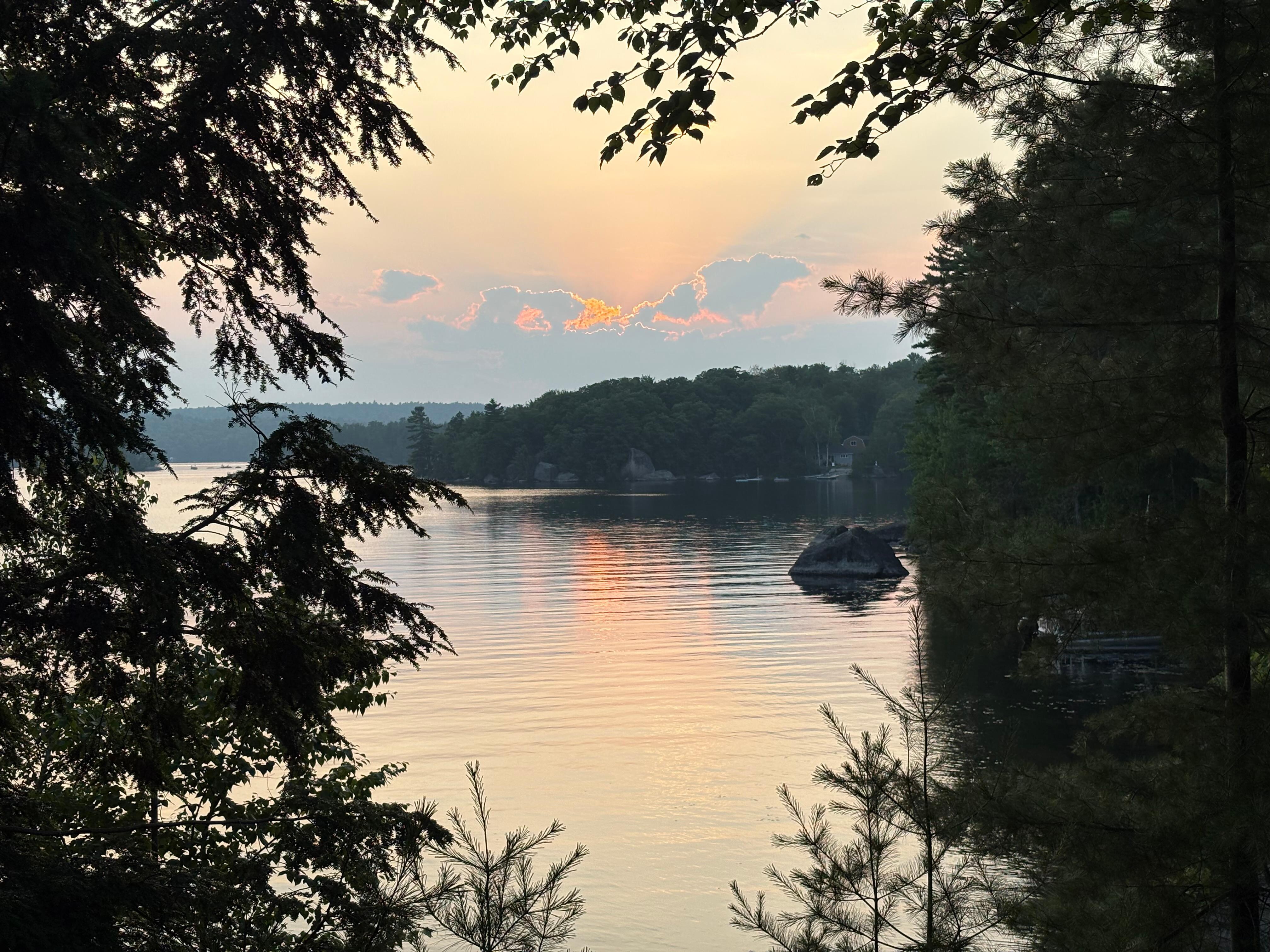 Sunset view from cabin's upper deck.