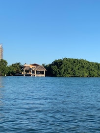 View from the kayak! Thanks Joan, we took it to Hoola Bar and tied it to the picnic table, enjoyed drinks in the water before returning