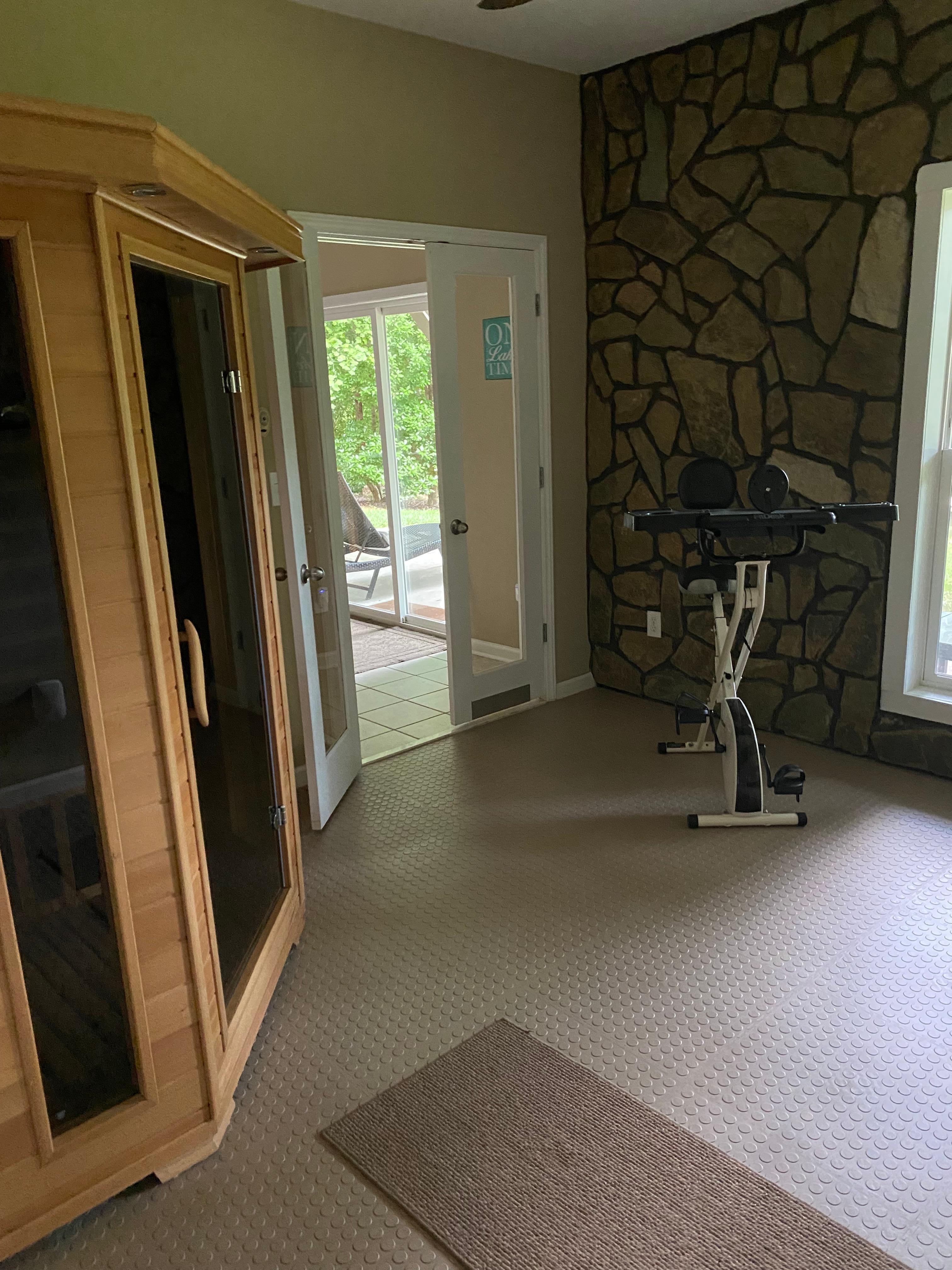 Sauna and exercise room downstairs