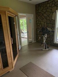 Sauna and exercise room downstairs