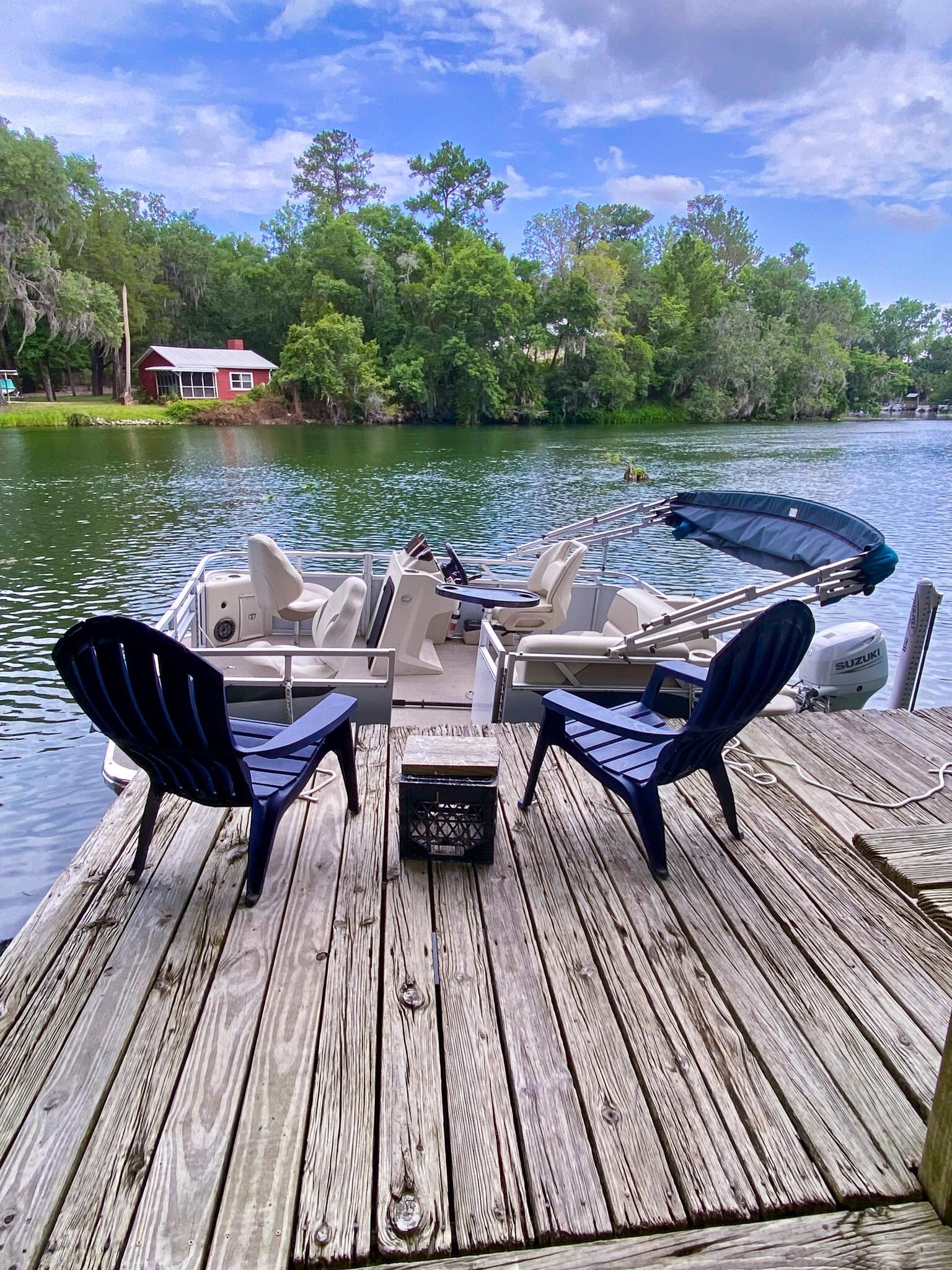 Dock for a boat, we rented this one right across the river. 