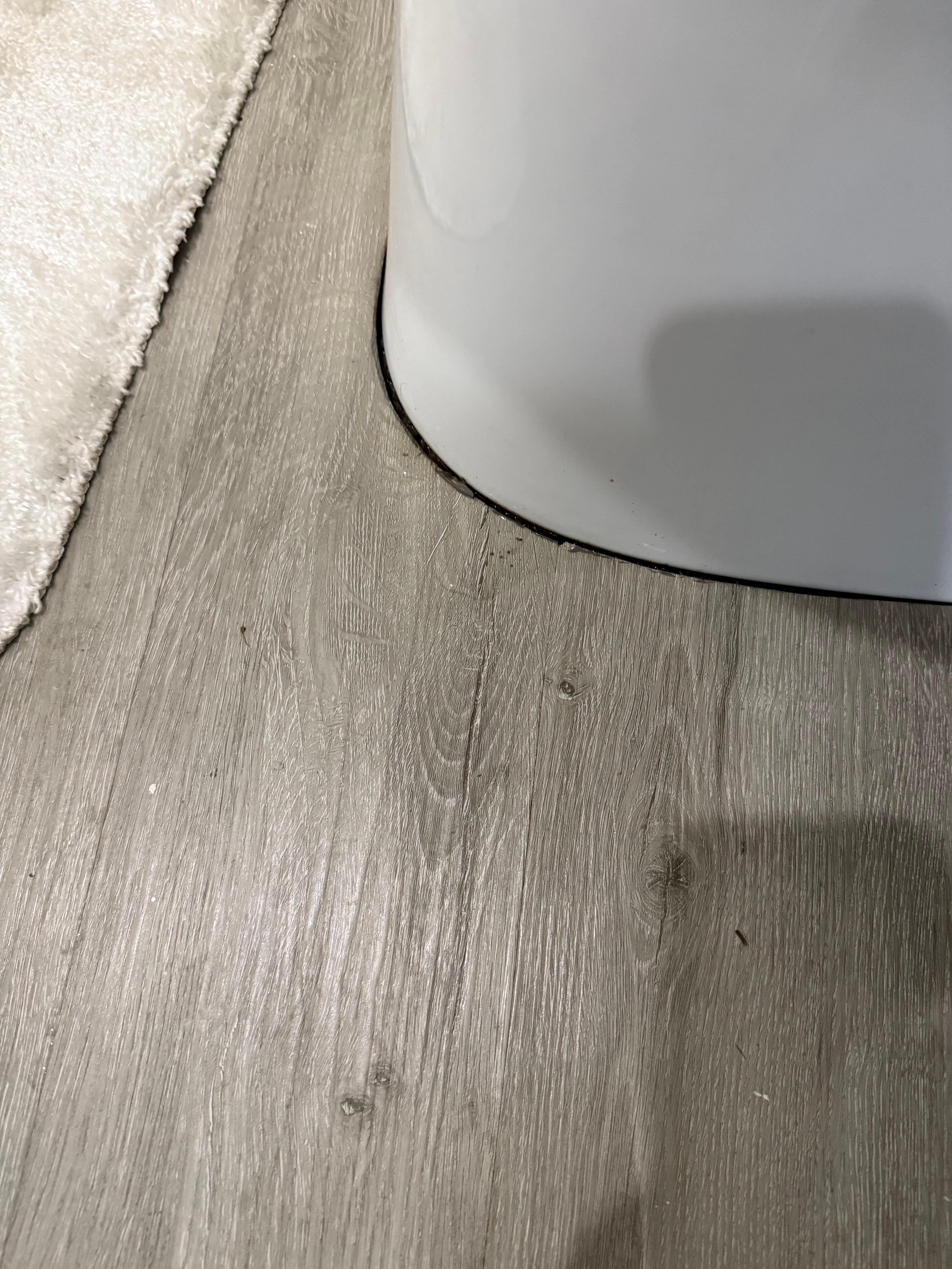 Water from flushing toilet or using shower has water under flooring. When you stand on it it would come up from seams. 