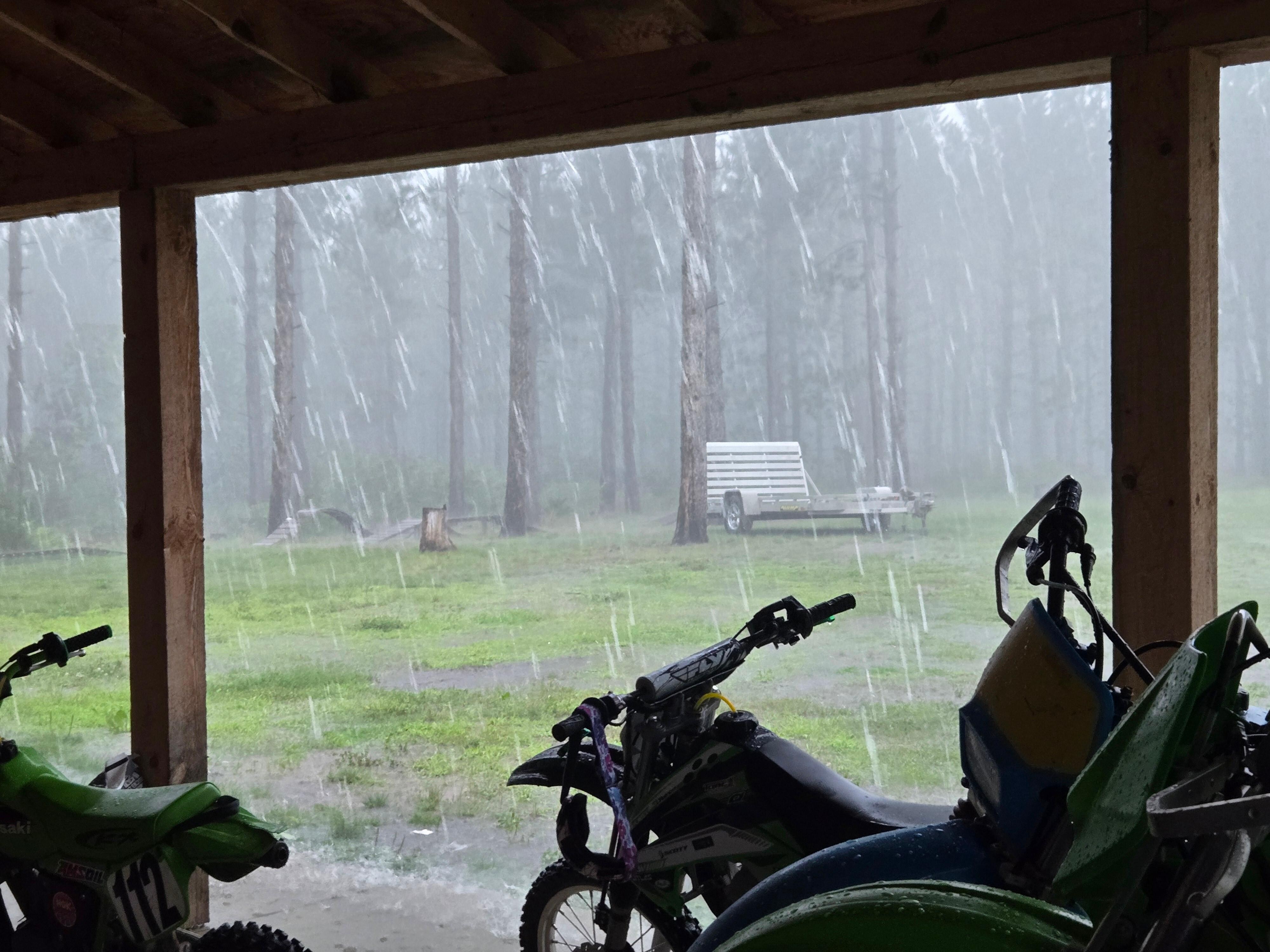 Stayed in the cozy cabin during quite the rainy day.