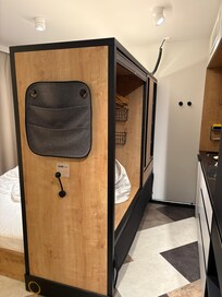 Sliding compartment in the room, very smart design.