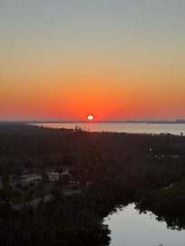 Sunrise from entryway balcony.