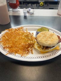 Breakfast sandwich at waffle house