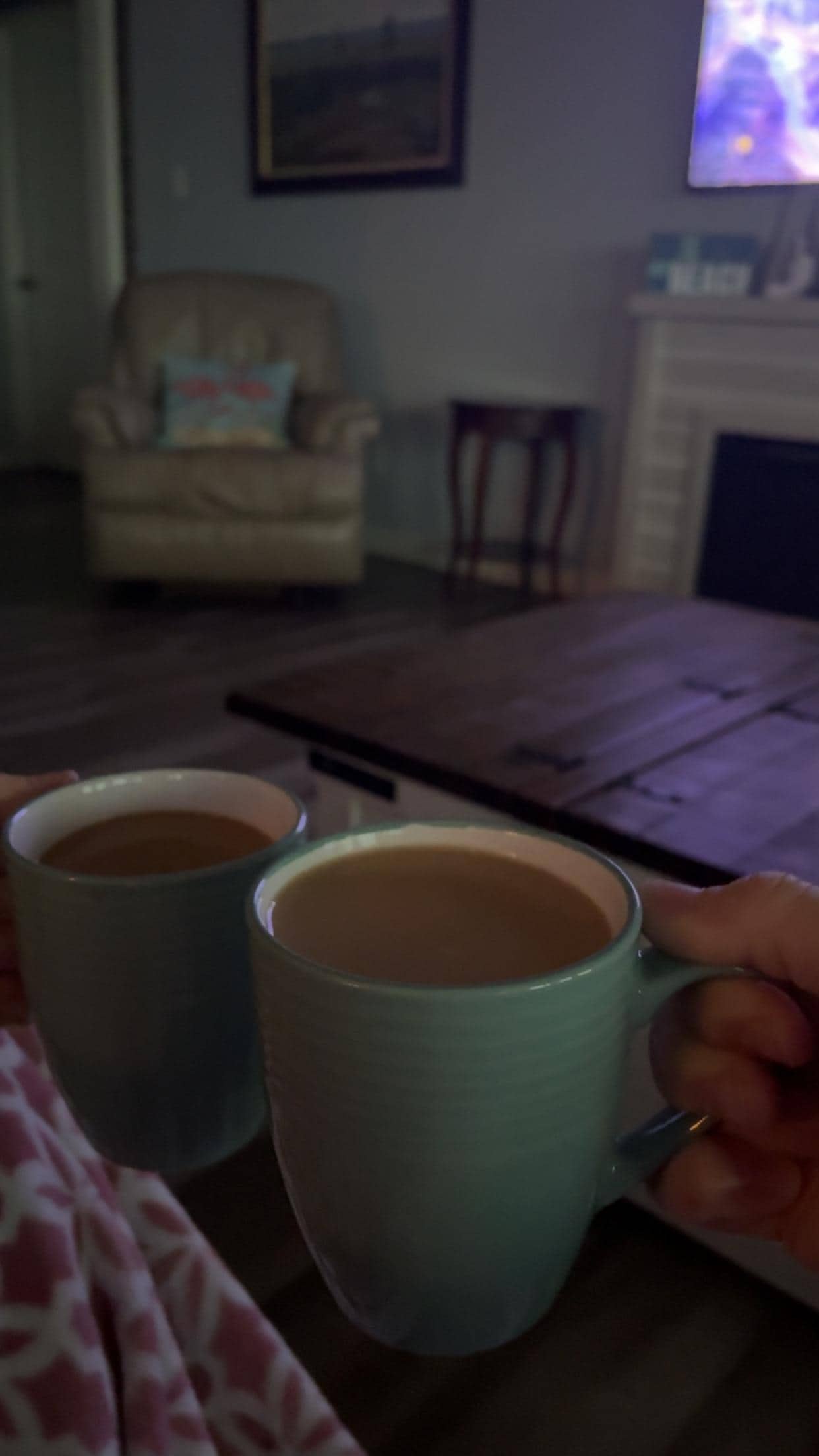 Coffee on the couch with my daughter.