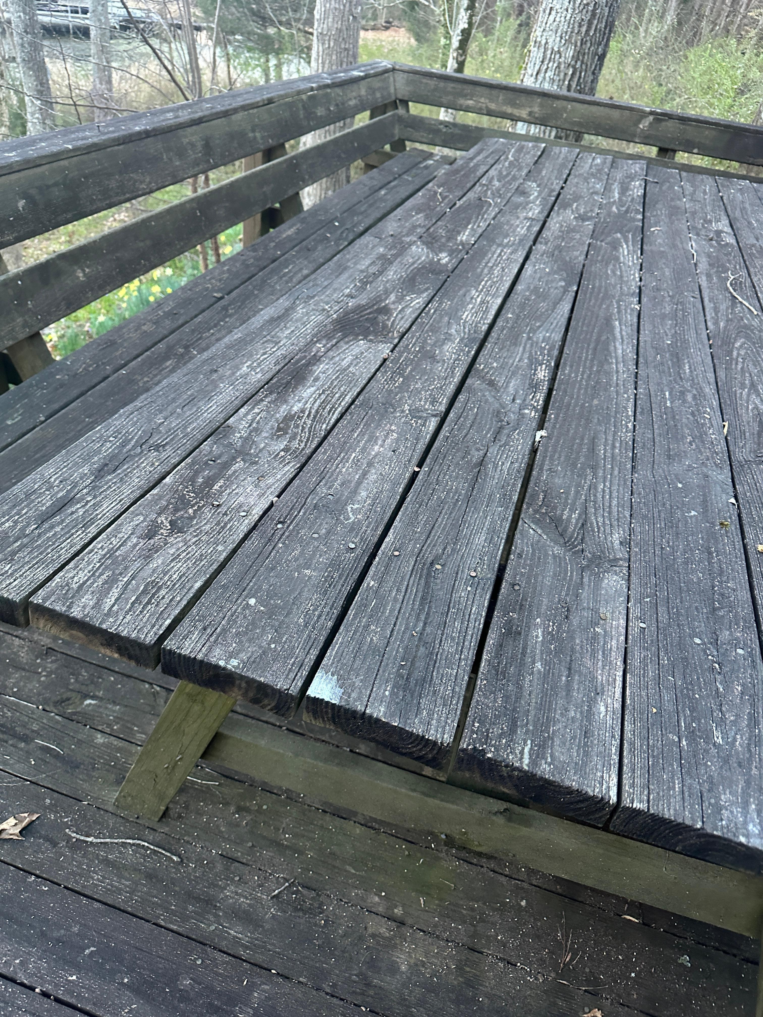 Extra rustic Picnic table and deck 