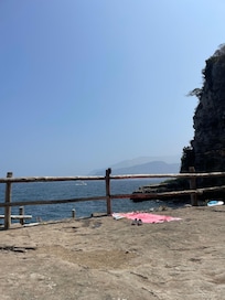 The beach to sit on without paying for sun beds