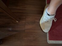 Floor was peeling up and soft here as well.