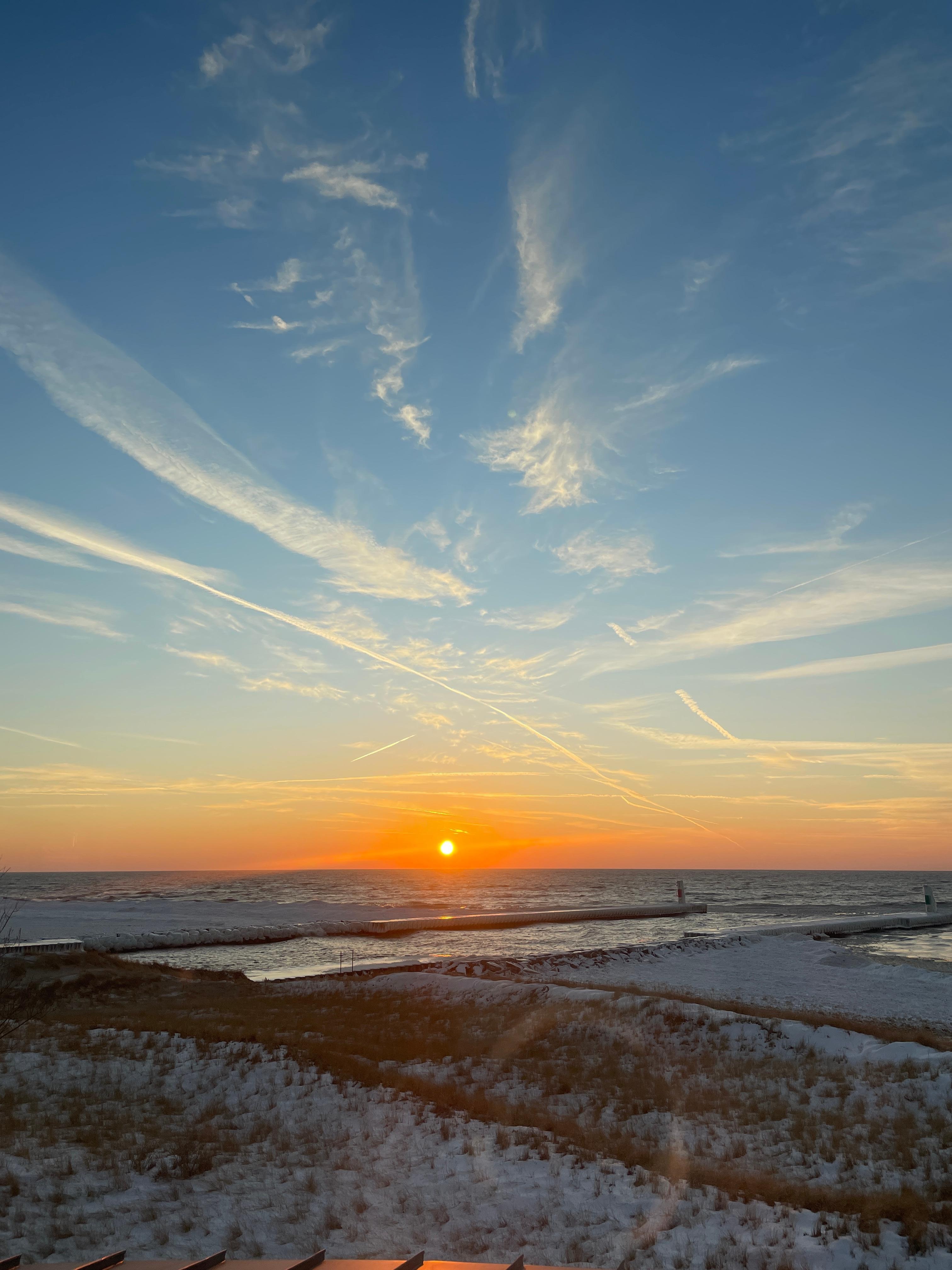 Spectacular sunset on Lake Michigan.