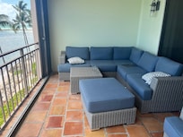 Fantastic outdoor furniture. Huge deck.
