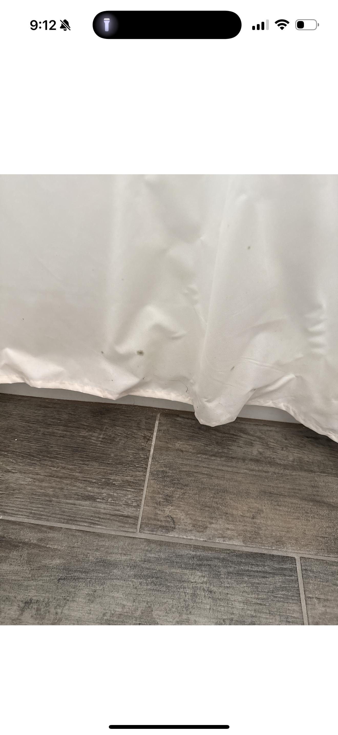 Moldy shower curtains, like this in every room 