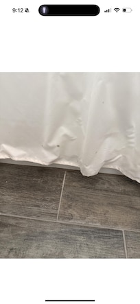 Moldy shower curtains, like this in every room