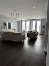 Beautiful and specious living room. Huge television.