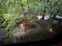 The view from our window that overlooked the walkway to the front of the hotel.