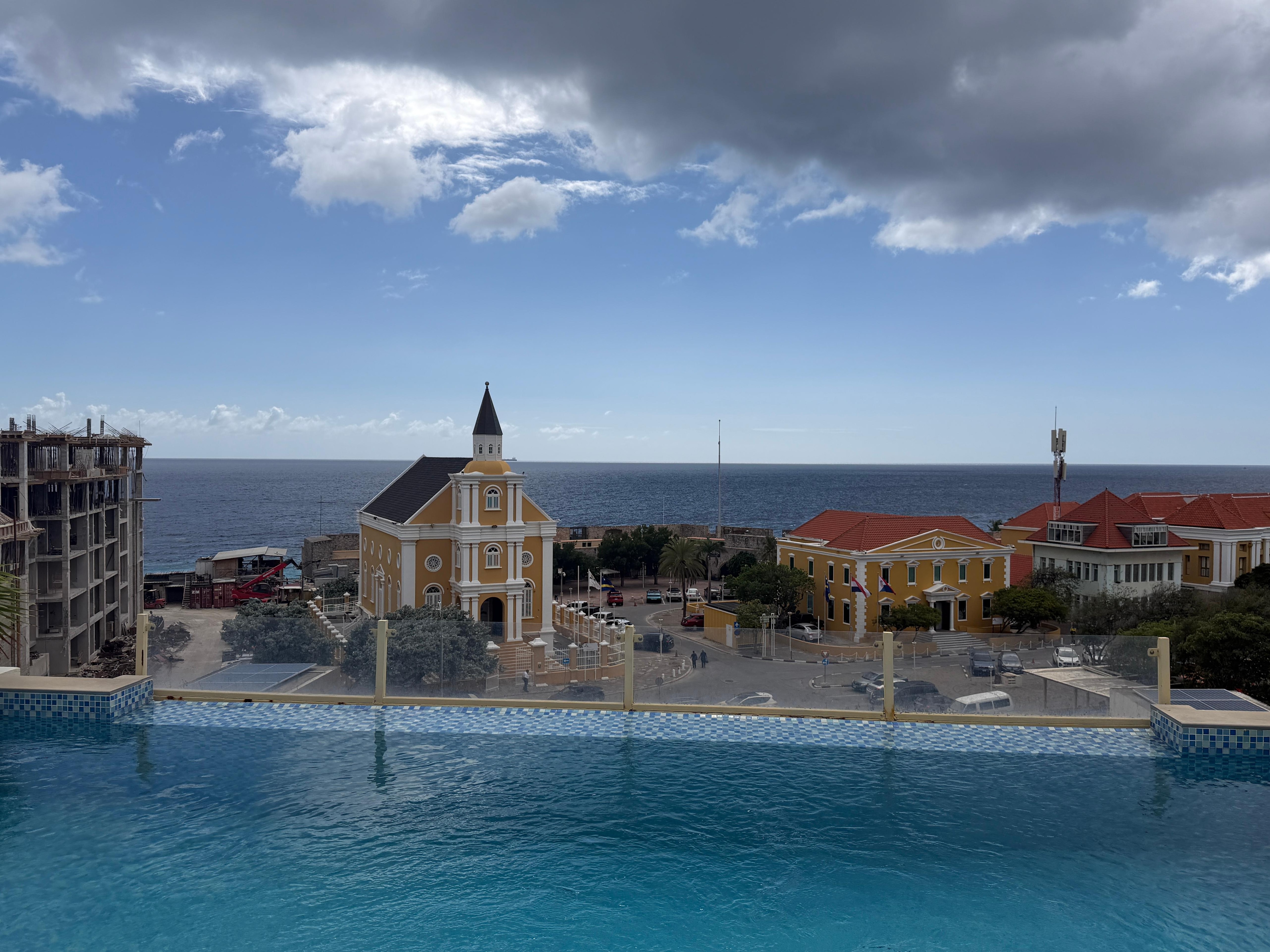View across the pool