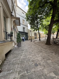 Outside hotel entrance